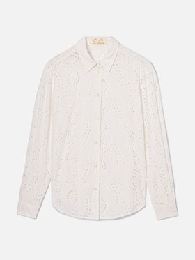 Chemise Meredith en coton broderie anglaise blanche 
