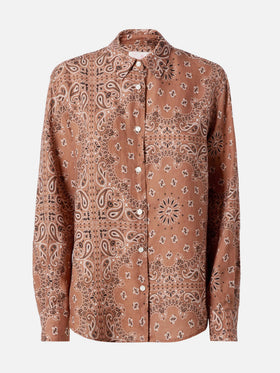 Meredith classic shirt with brown bandana print