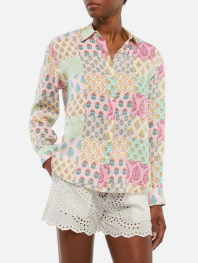 Klassisches Leinenhemd „Meredith“ mit floralem Patch-Print