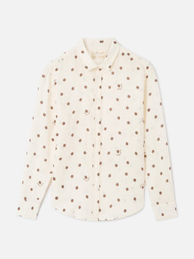 Meredith linen shirt with polka dots and Saint Barth embroidery