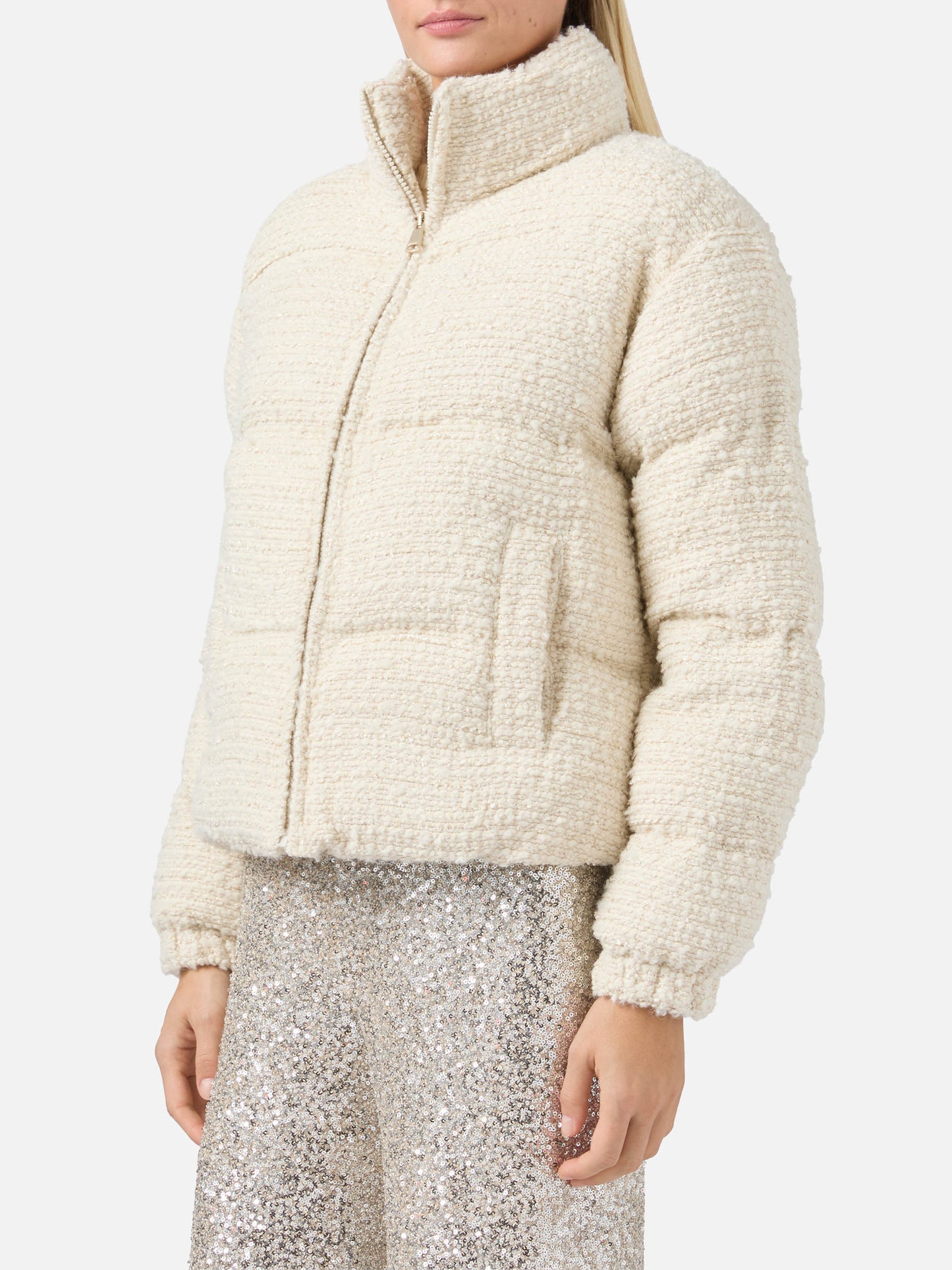 Giubbotto Maddy Tweed imbottito in tweed lurex