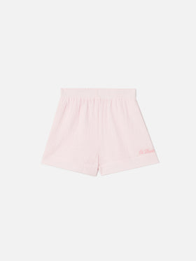 Short en mousseline de coton Meave Jr rose 