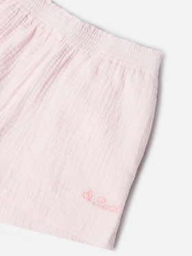 Short en mousseline de coton Meave Jr rose 