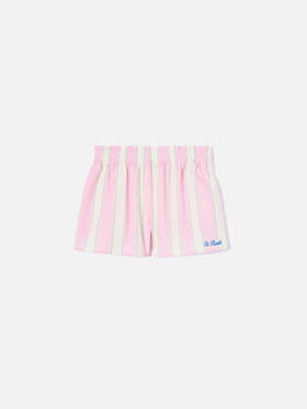 Meave Jr cotton poplin shorts with white, pink and green stripes