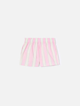 Meave Jr cotton poplin shorts with white, pink and green stripes