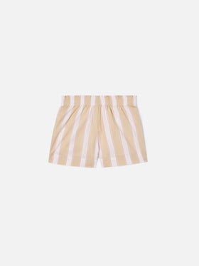 Short Meave Jr a righe beige, bianco e rosa