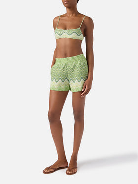 Shorts Meave de raschel degradé verde 