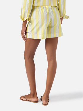 Shorts Meave de algodón a rayas amarillas 