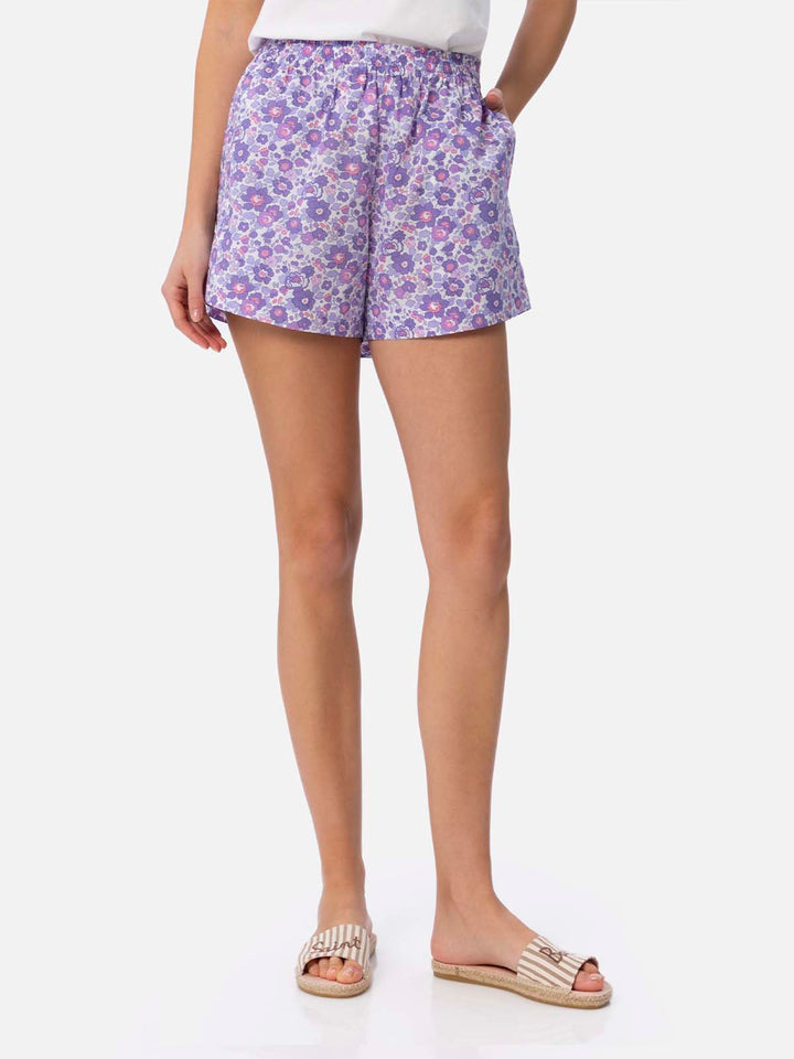 Woman cotton Betsy pull up shorts Meave | MADE WITH LIBERTY FABRIC - MC2 Saint Barth