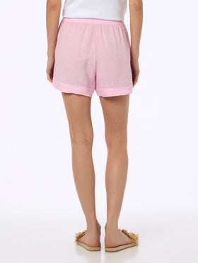 Woman pink linen pull up shorts - MC2 Saint Barth