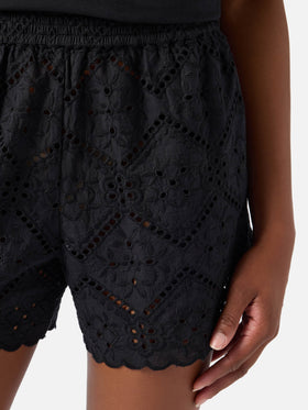 Shorts negros Meave en broderie anglaise 