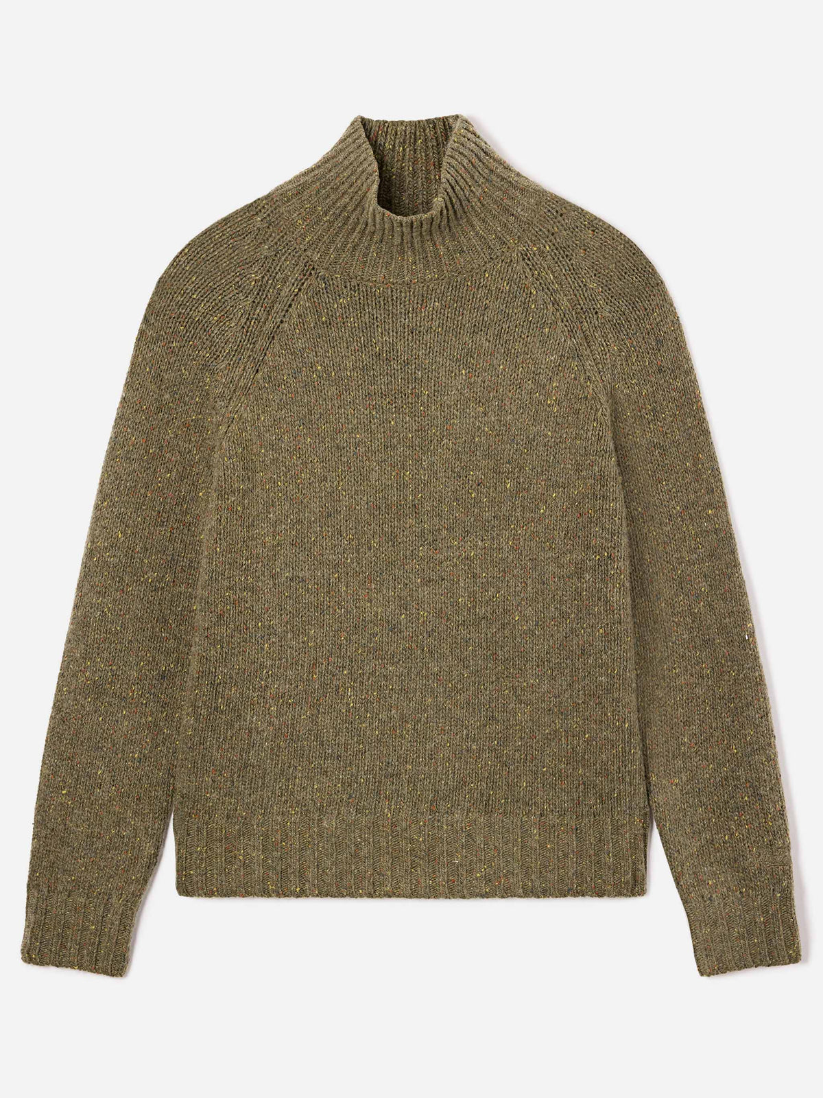 Military green Meghan Donegal turtleneck wool blend knit