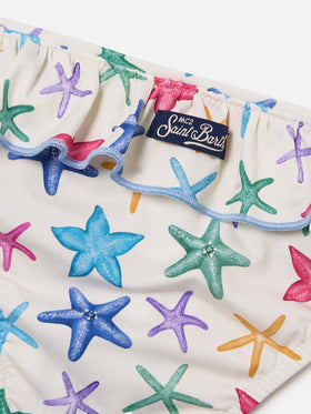Slip de bain Melly crème à imprimé étoile de mer 