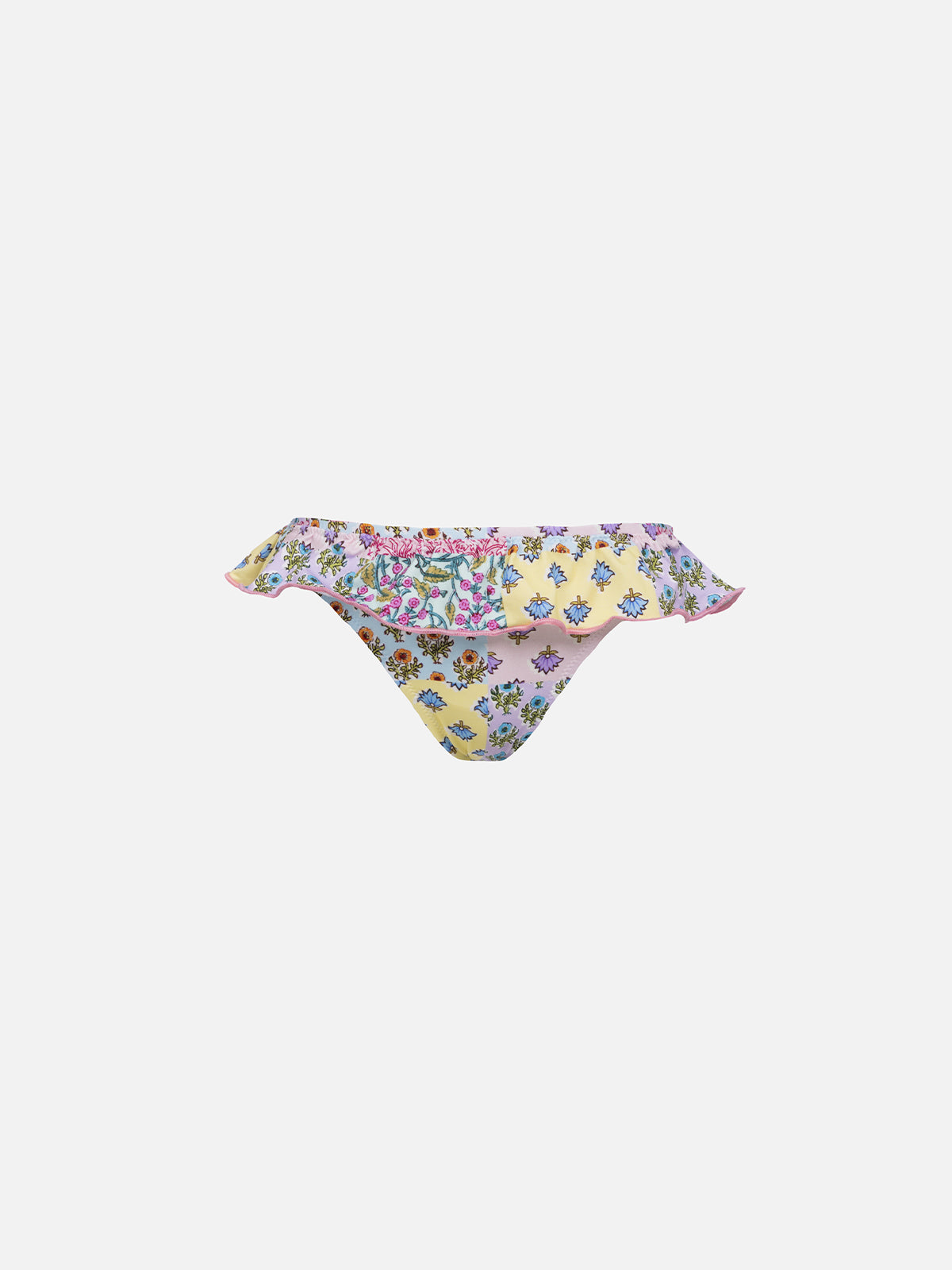 Girl ruffled swim briefs Melly with flower print - MC2 Saint Barth