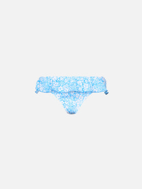 Girl ruffled swim briefs Melly with flower print - MC2 Saint Barth
