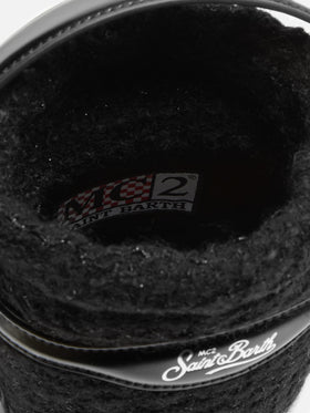 Mila Tweed Bucket Bag aus schwarzem Tweed-Wollmischgewebe