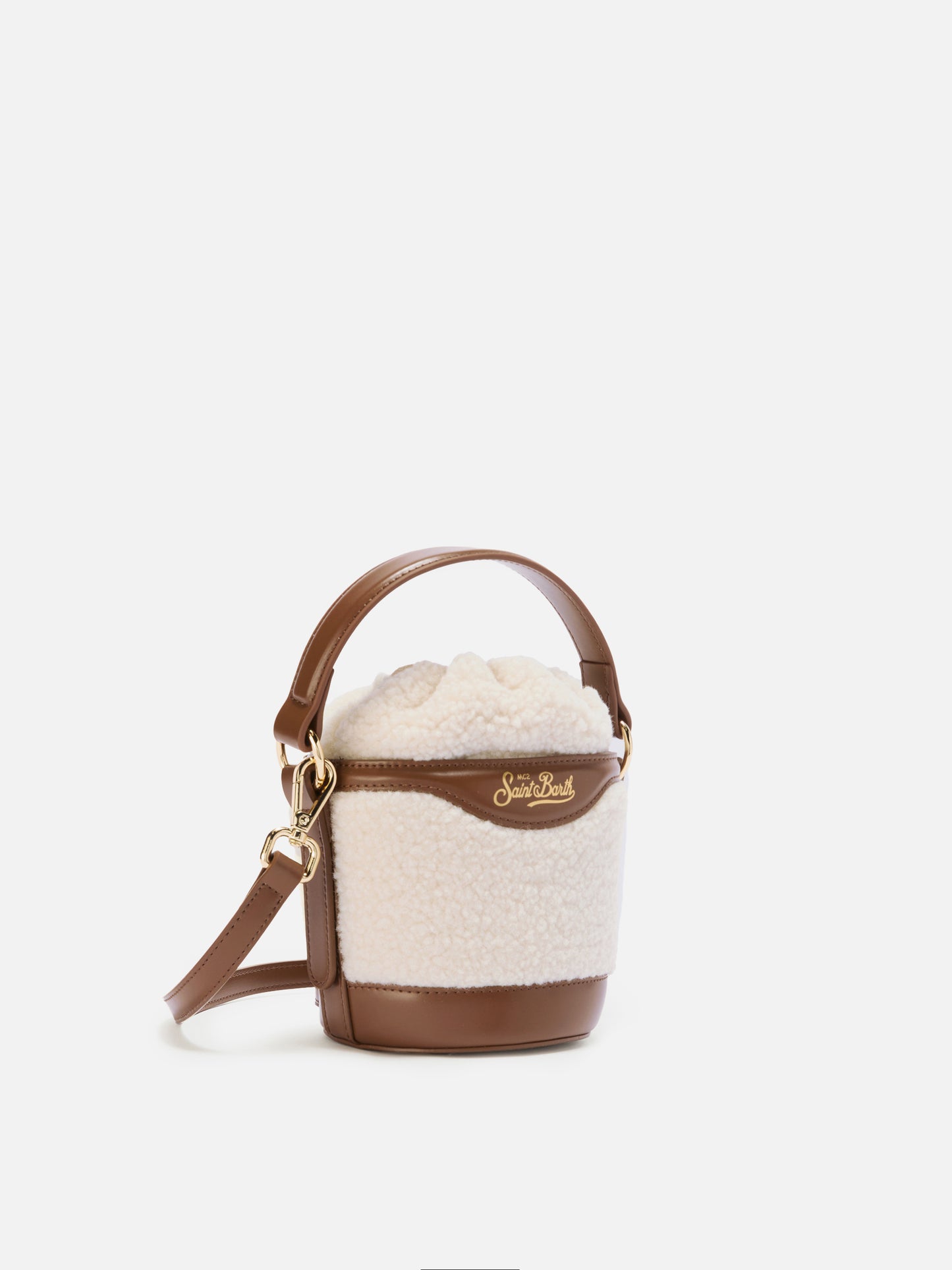 Mila Teddy Bucket Bag in white sherpa