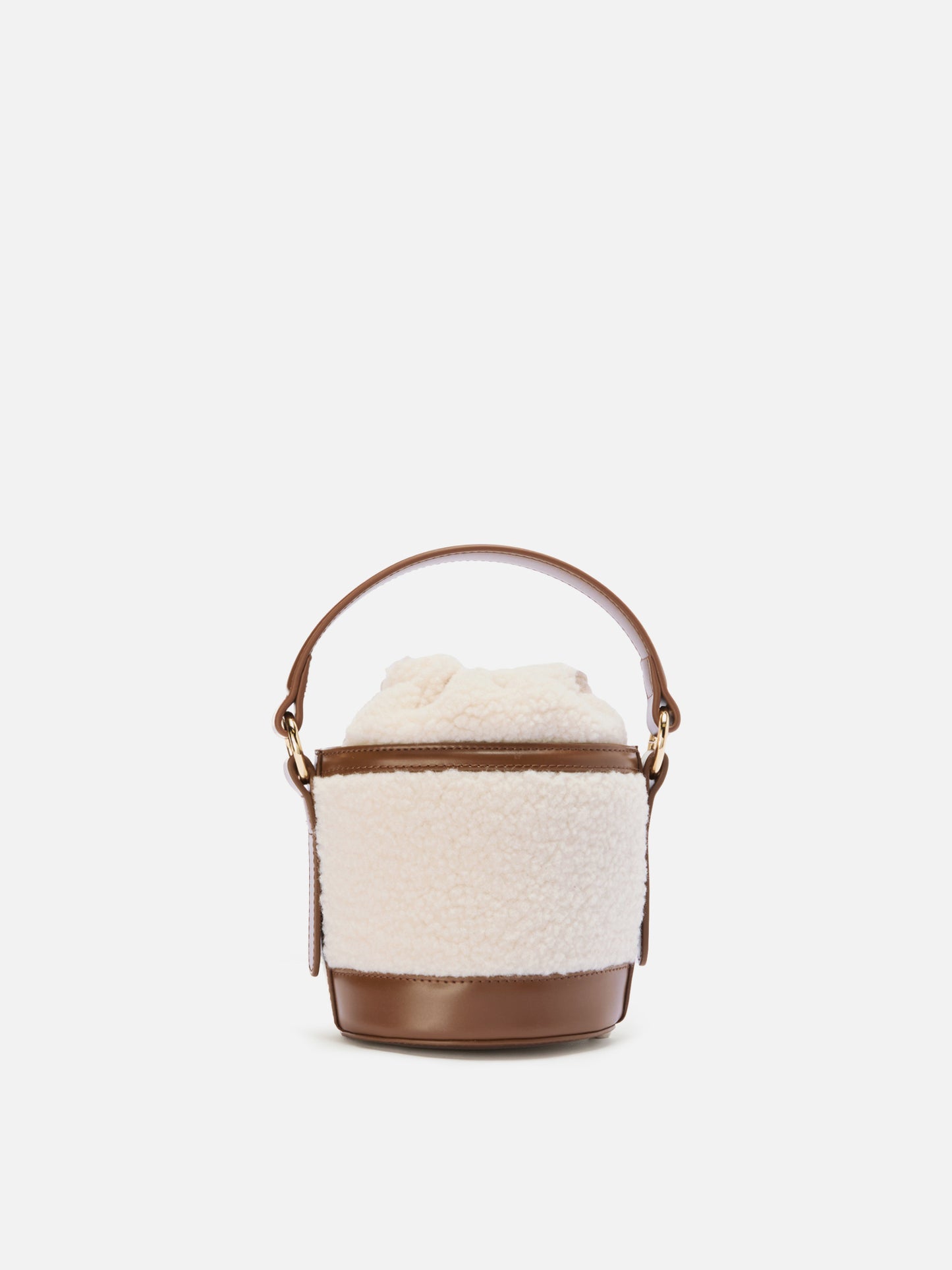 Mila Teddy Bucket Bag in white sherpa
