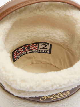 Mila Teddy Bucket Bag in white sherpa