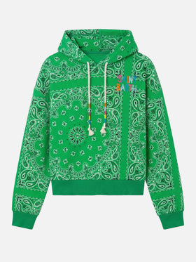 Cotton hoodie with bandanna print