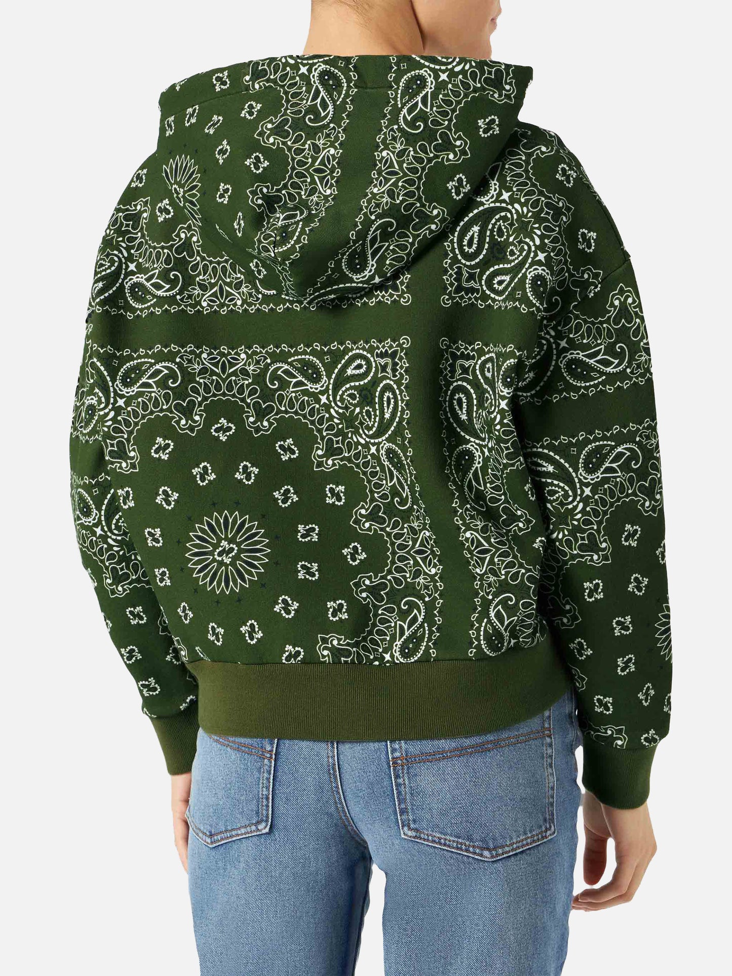 Sweat-shirt à capuche Green Mindy avec imprimé bandana 