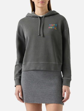 Mindy cotton hoodie with Party Animal embroidery