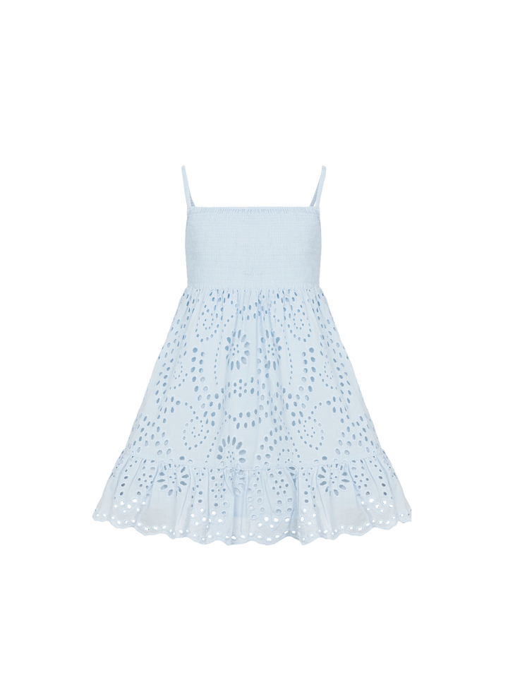 Miki light blue cotton Sangallo lace beach dress - MC2 Saint Barth