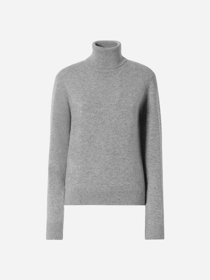 Dolcevita  Moody in cashmere grigio melange con ricamo St. Barth