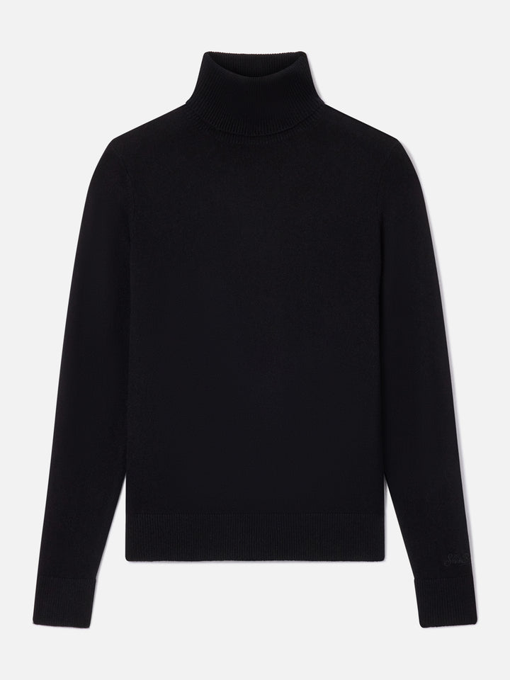 Jersey de punto de cachemir Moody con cuello alto en negro 