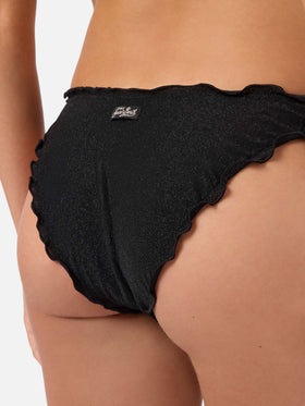 Sagittarius Moon Triangel-Bikini aus schwarzem Lurex 