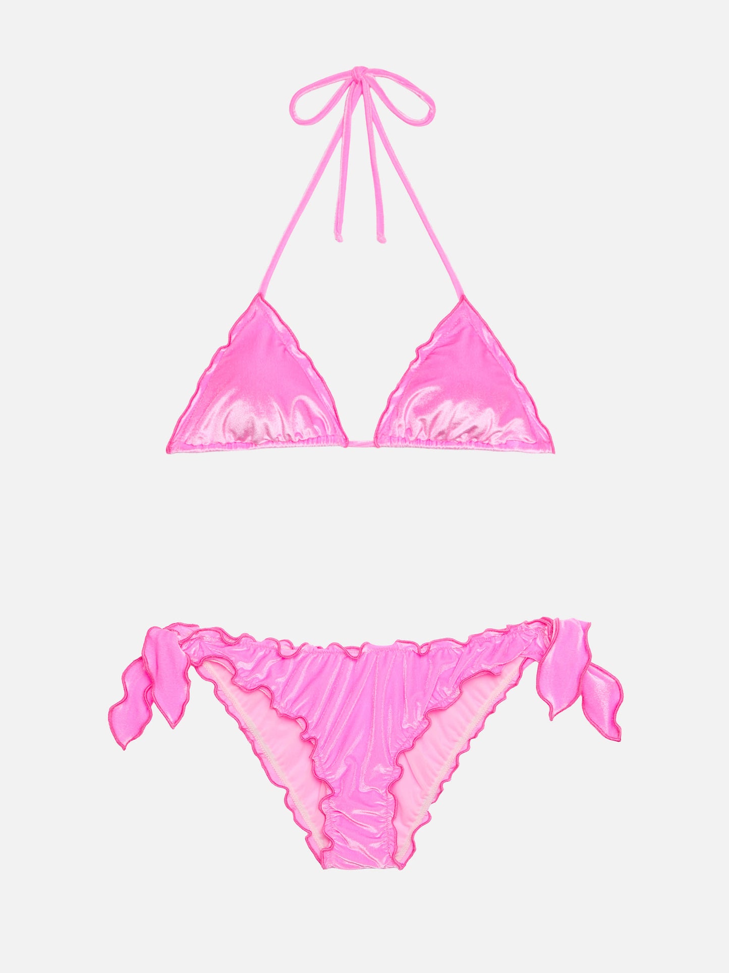 Moon slip mare classico in velluto color rosa - Sagittarius top a triangolo classico in velluto rosa