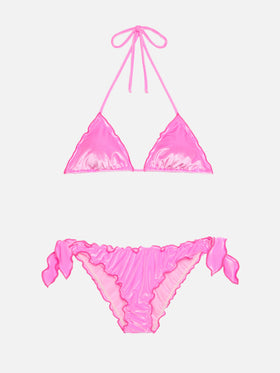 Moon slip mare classico in velluto color rosa - Sagittarius top a triangolo classico in velluto rosa