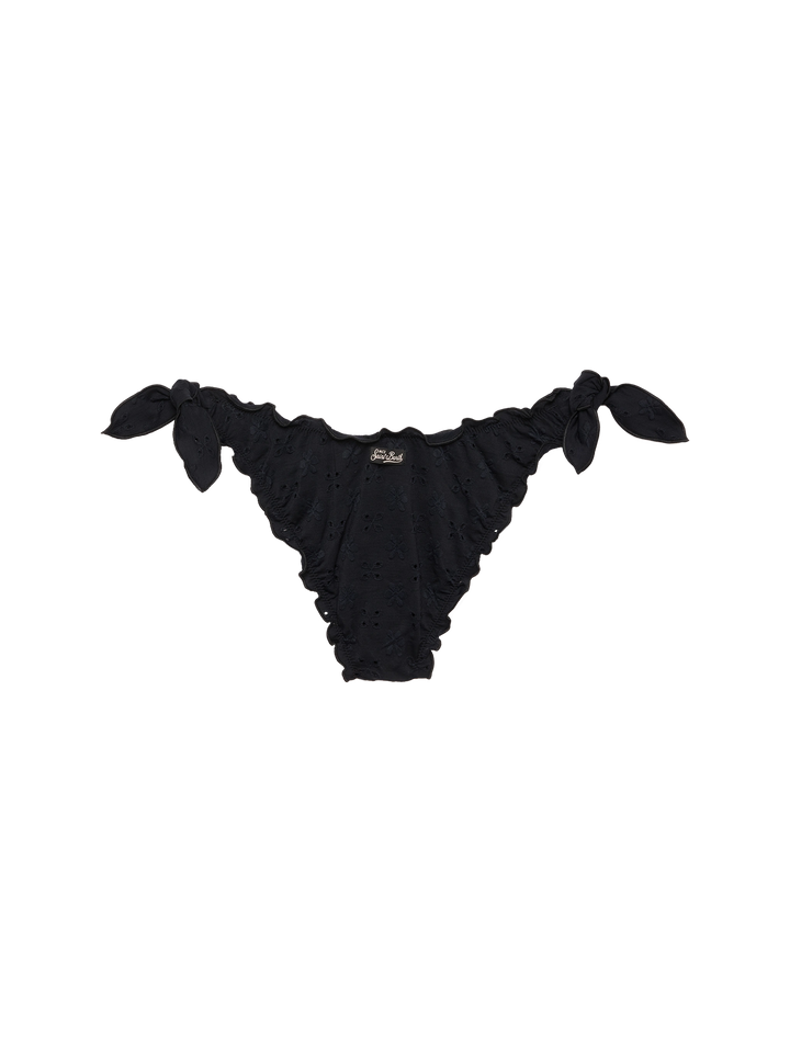 Mondschwarze klassische Badehose aus Sangallo-Spitze