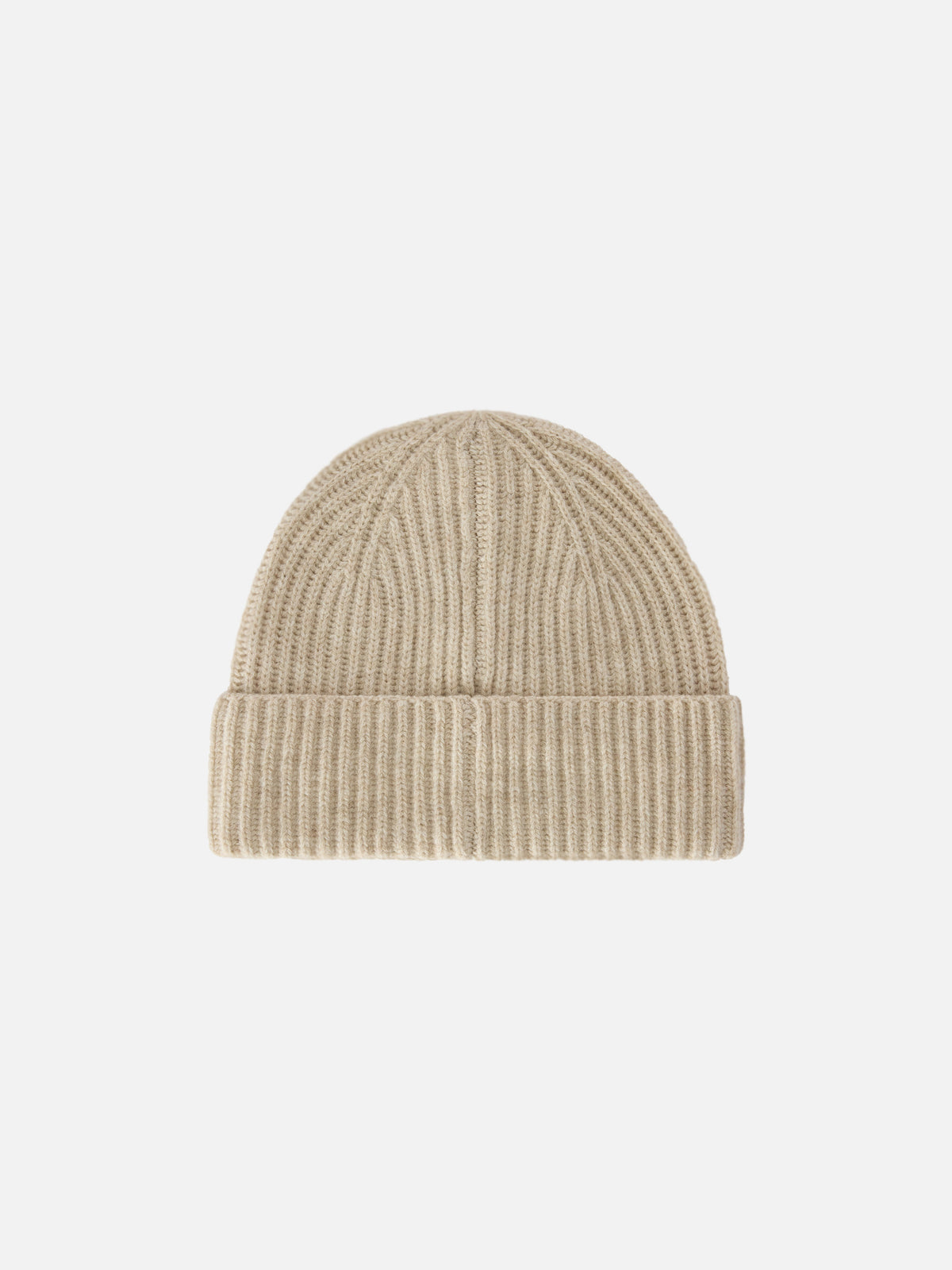 Berretto Moss beige in lana con ricamo logo