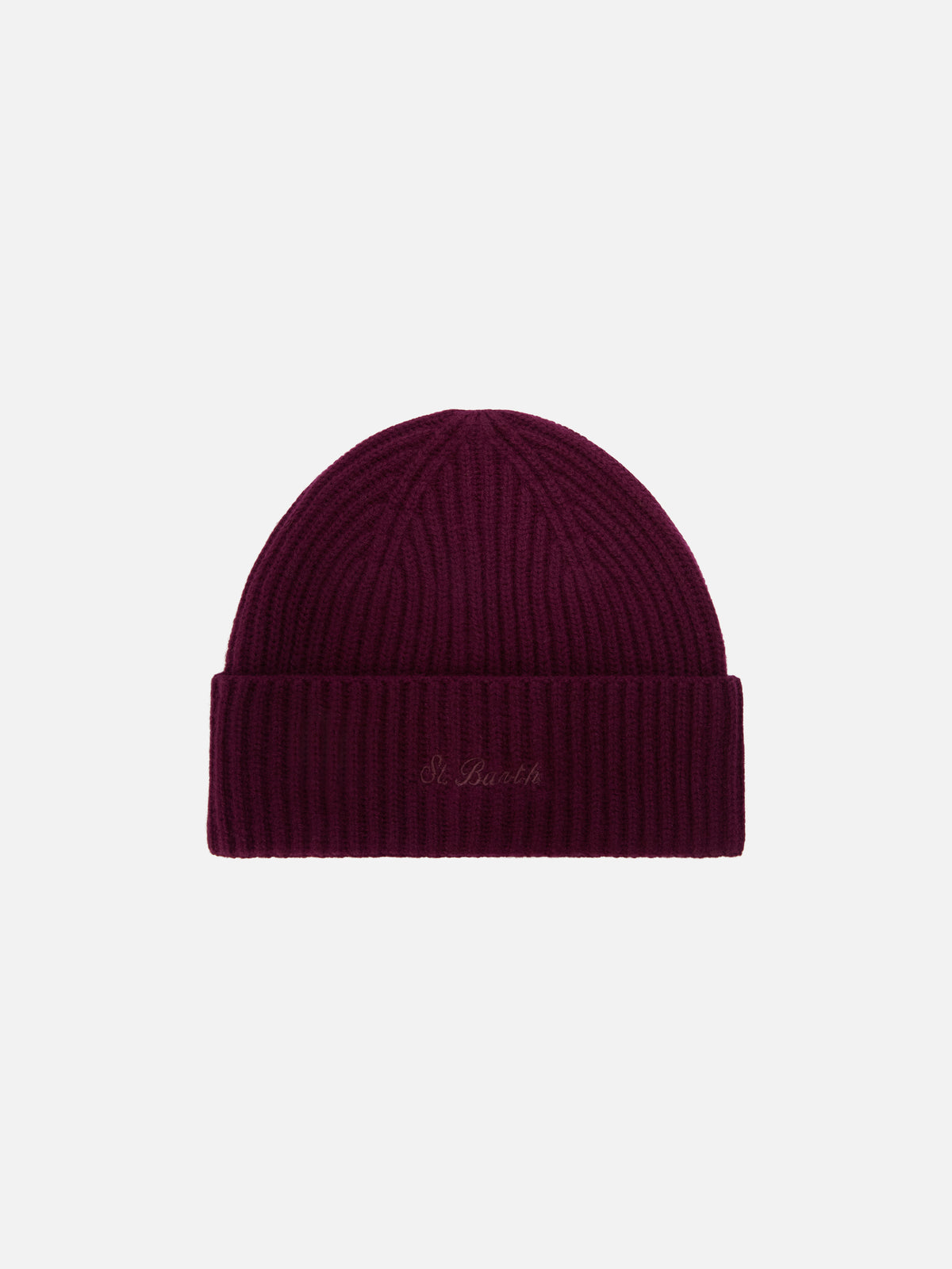 Bonnet en laine Aubergine Moss avec broderie logo 