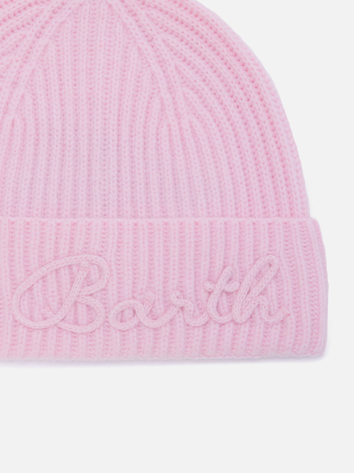 Pink Moss alpaca wool blend beanie with logo embroidery