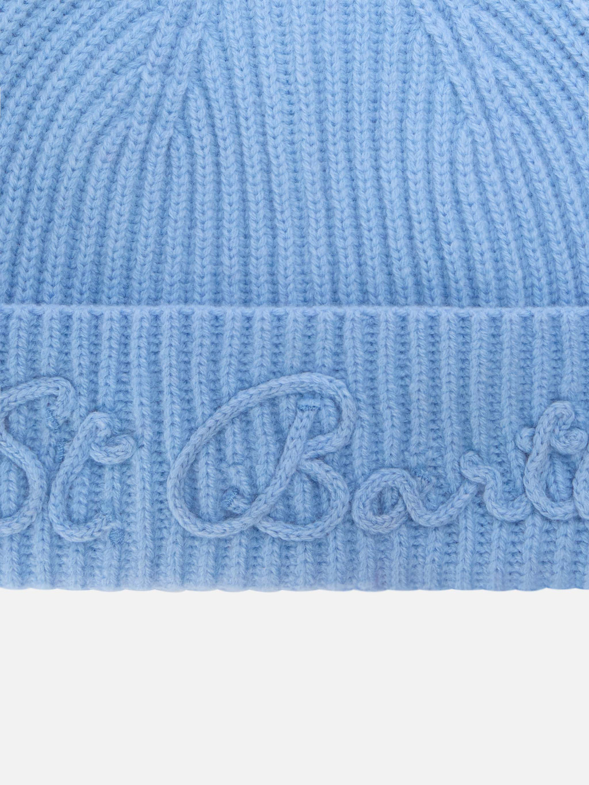 Bonnet en mélange de laine d'alpaga Light blue Moss avec broderie logo 