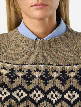 Pull ras-du-cou Merida en mélange de laine Donegal avec motif Fair Isle 