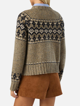 Pull ras-du-cou Merida en mélange de laine Donegal avec motif Fair Isle 