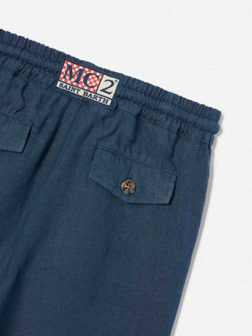 Navy blue bermuda shorts Marseille Jr in linen