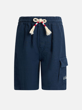Boy navy blue linen bemuda Marseille Jr - MC2 Saint Barth