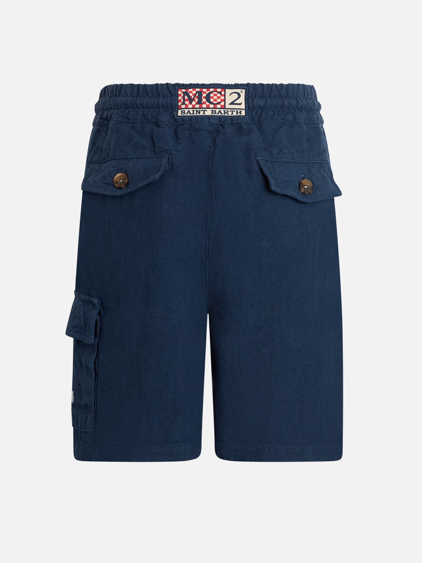 Boy navy blue linen bemuda Marseille Jr - MC2 Saint Barth