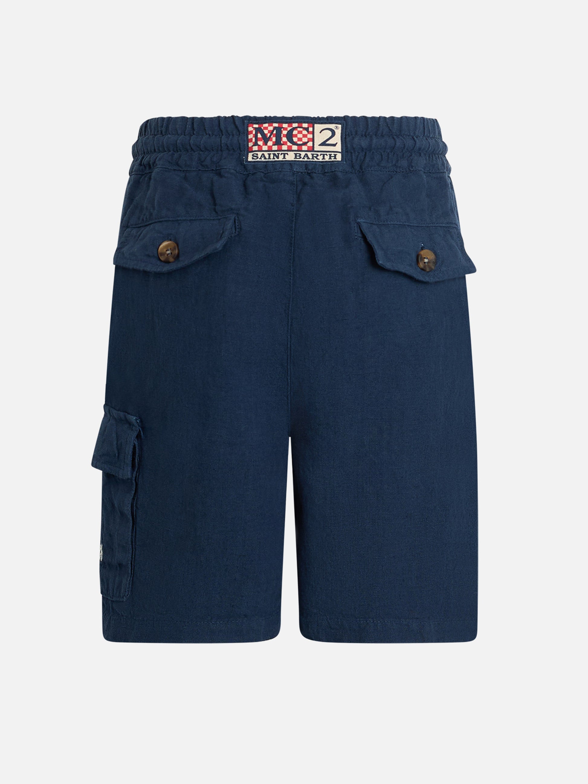 Boy navy blue linen bemuda Marseille Jr - MC2 Saint Barth