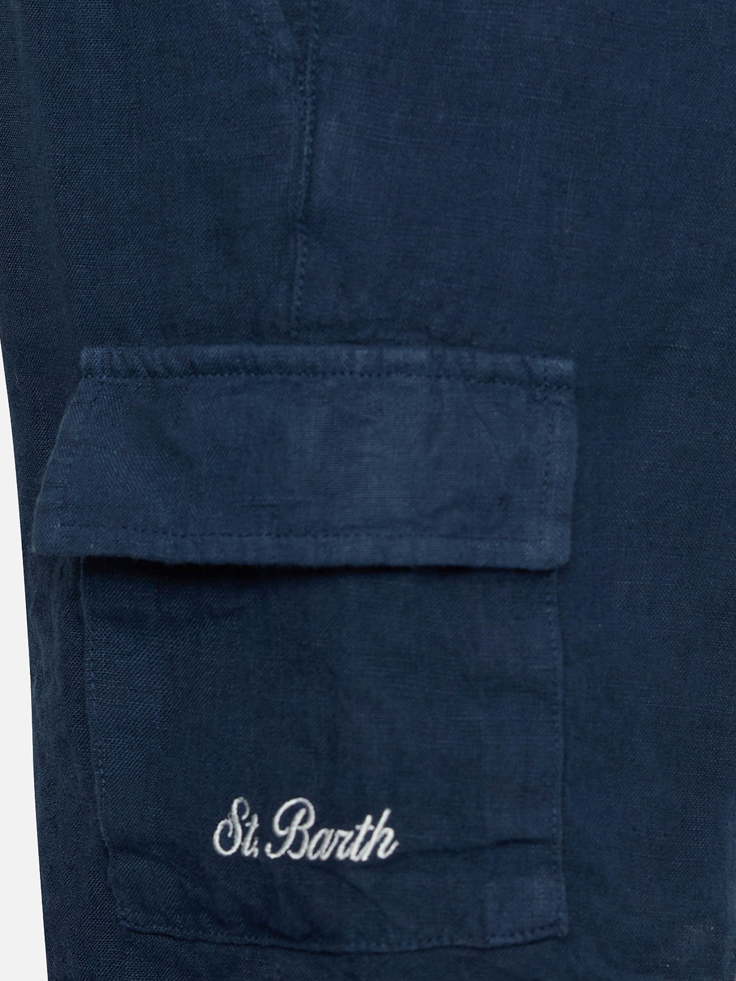 Boy navy blue linen bemuda Marseille Jr - MC2 Saint Barth