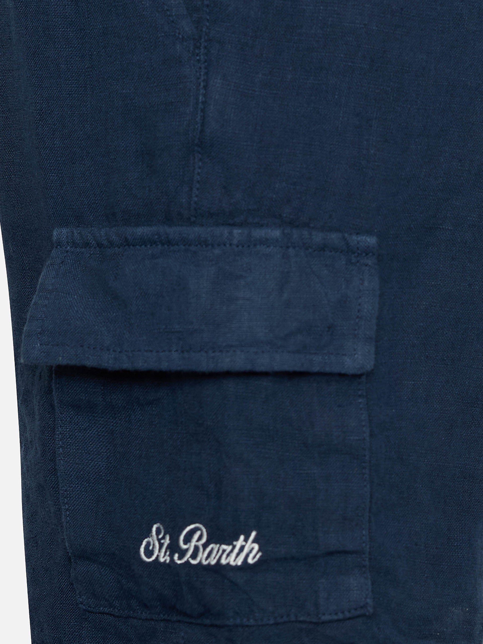 Boy navy blue linen bemuda Marseille Jr - MC2 Saint Barth