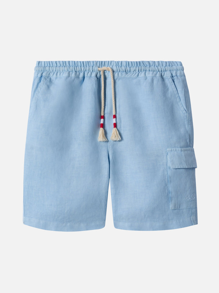 Marseille Jr light blue linen bemuda