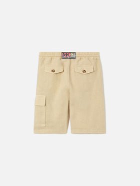 Shorts Marseille Jr in lino beige