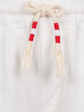 White color linen bermuda short