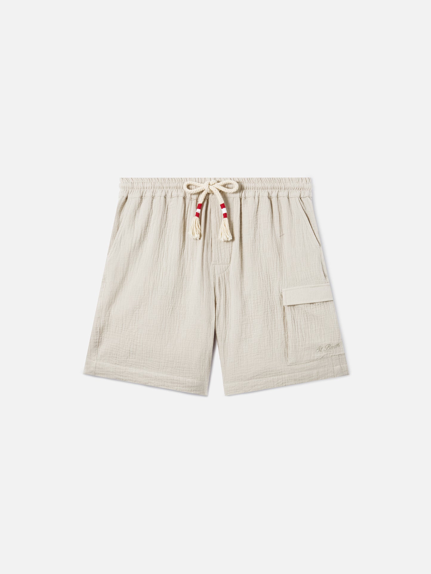 Bermudas Marseille en gasa arrugada de puro algodón soft beige 