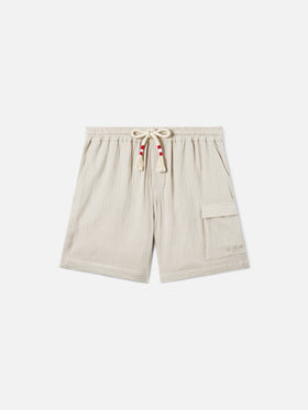 Bermudas Marseille en gasa arrugada de puro algodón soft beige 